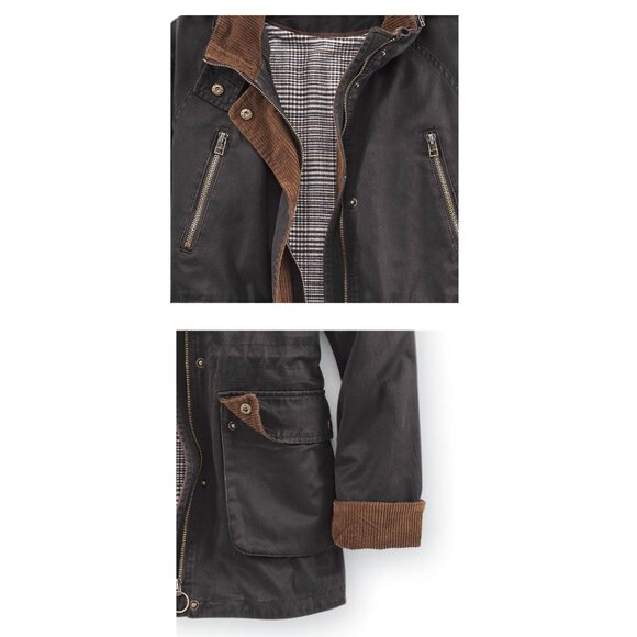 Portland Barn Jacket, Fully Lined with Zip Front and Hideaway Hood - Picture 3 of 11